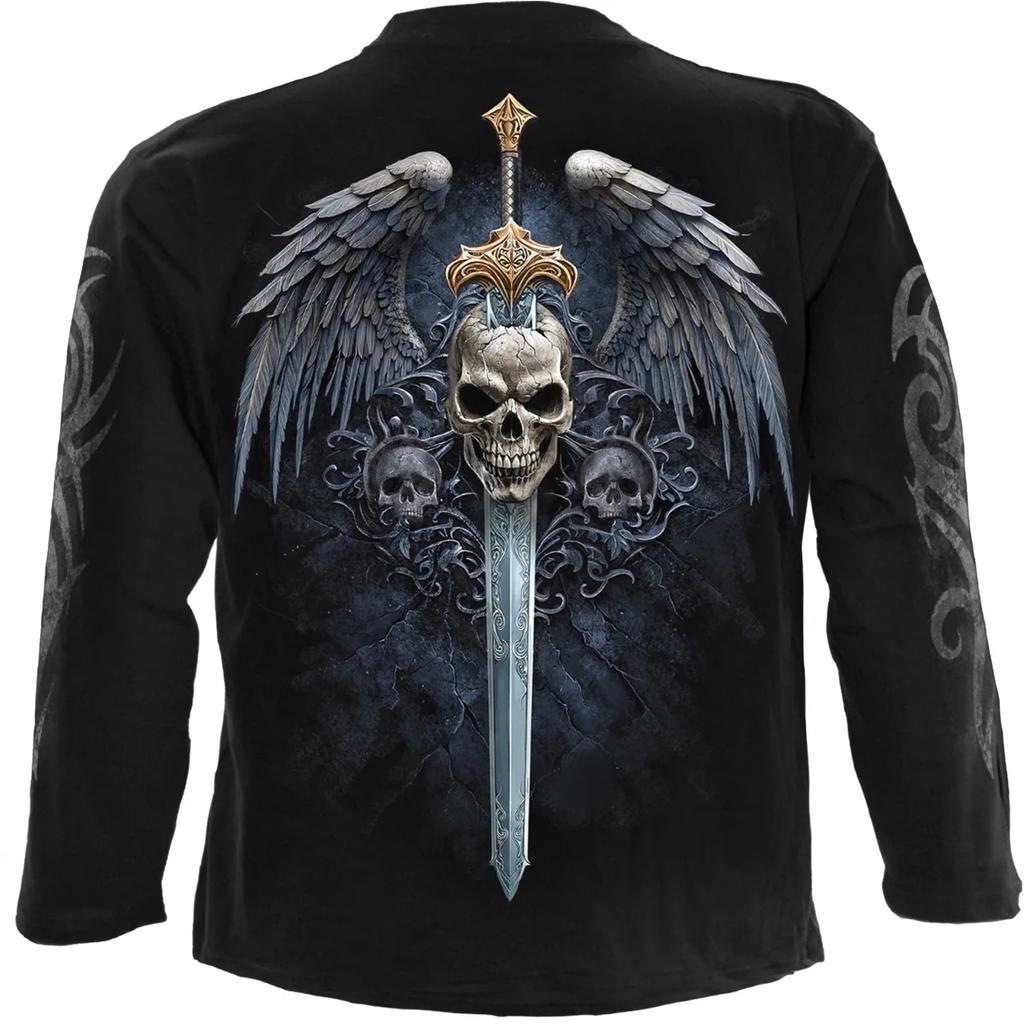 Spiral Direct Mens Angel Sword Cotton Long-Sleeved T-Shirt