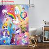 1Pc Rainbow Animal Printed Waterproof Shower Curtain Bathroom Partition Privacy Multiple Sizes 12 Hooks Easy To Install