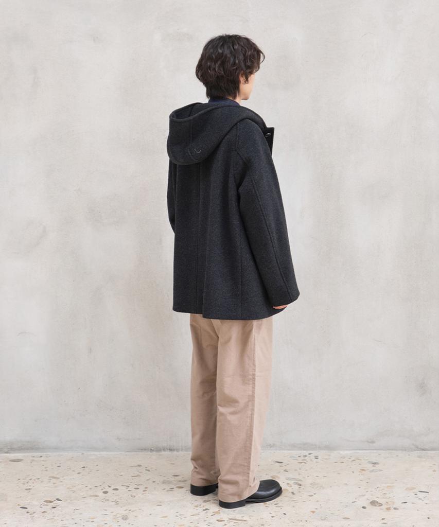 HORLISUN Longgrove Wool Hood Half Coat Melange Black