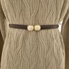 Fashionable Women Leather Belt With Pearl Metal Buckle For Office Gift Weekend