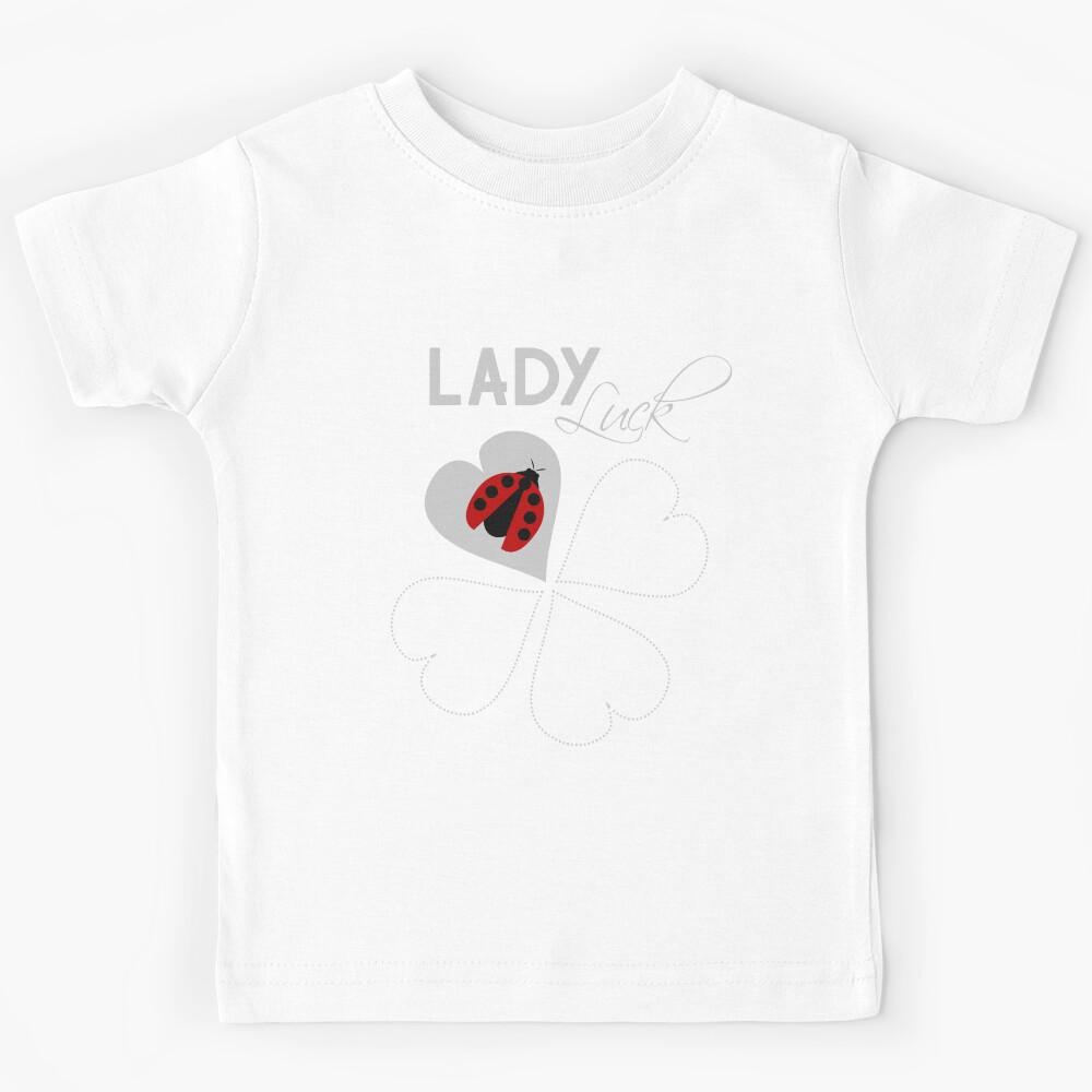 Lady Luck: Minimalistic Ladybug and Four-Leaf Clover Kids T-Shirt 130