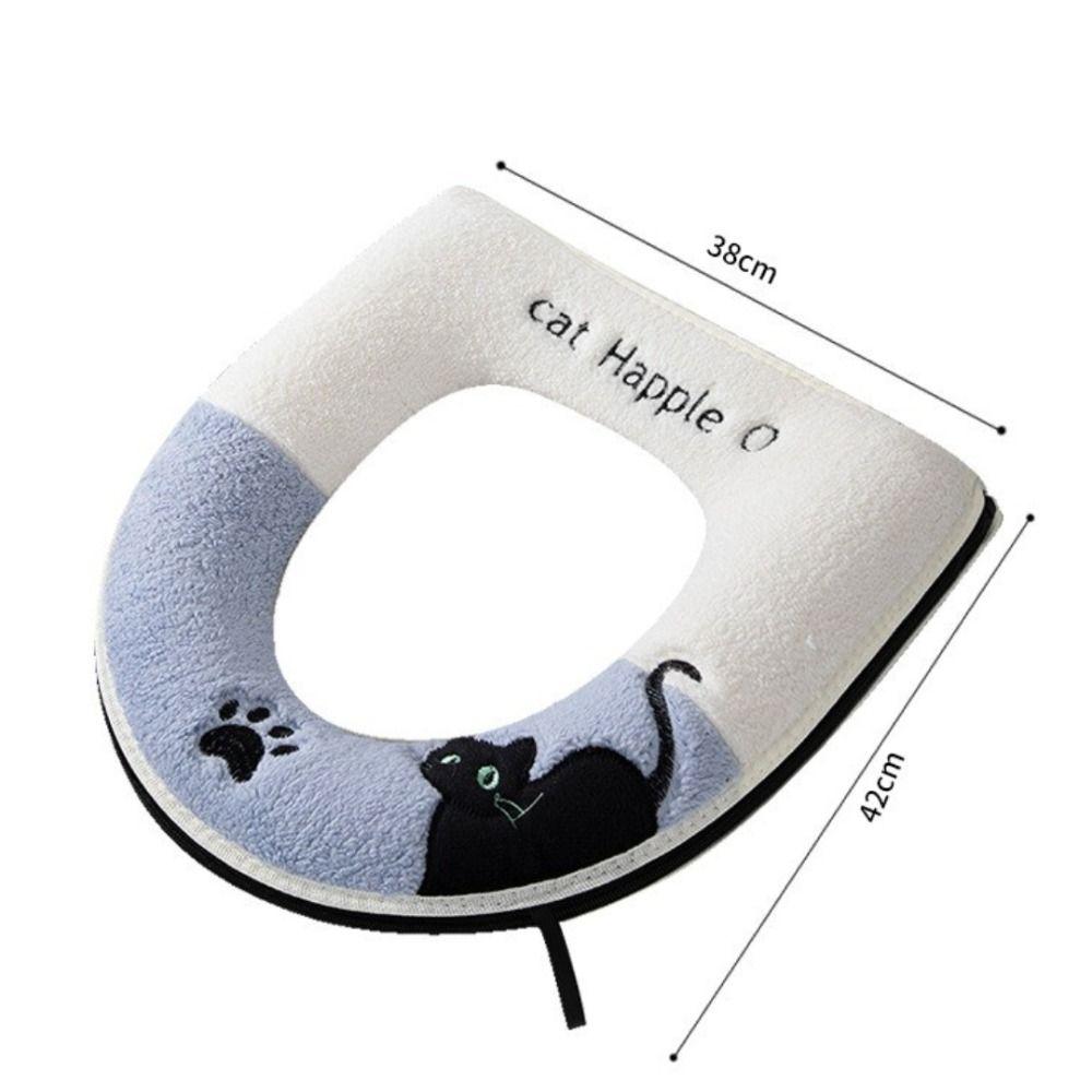 Cat Pattern Toilet Seat Pad Plush Toilet Seat Cover Toilet Seat Cushion  Four Seasons Universal