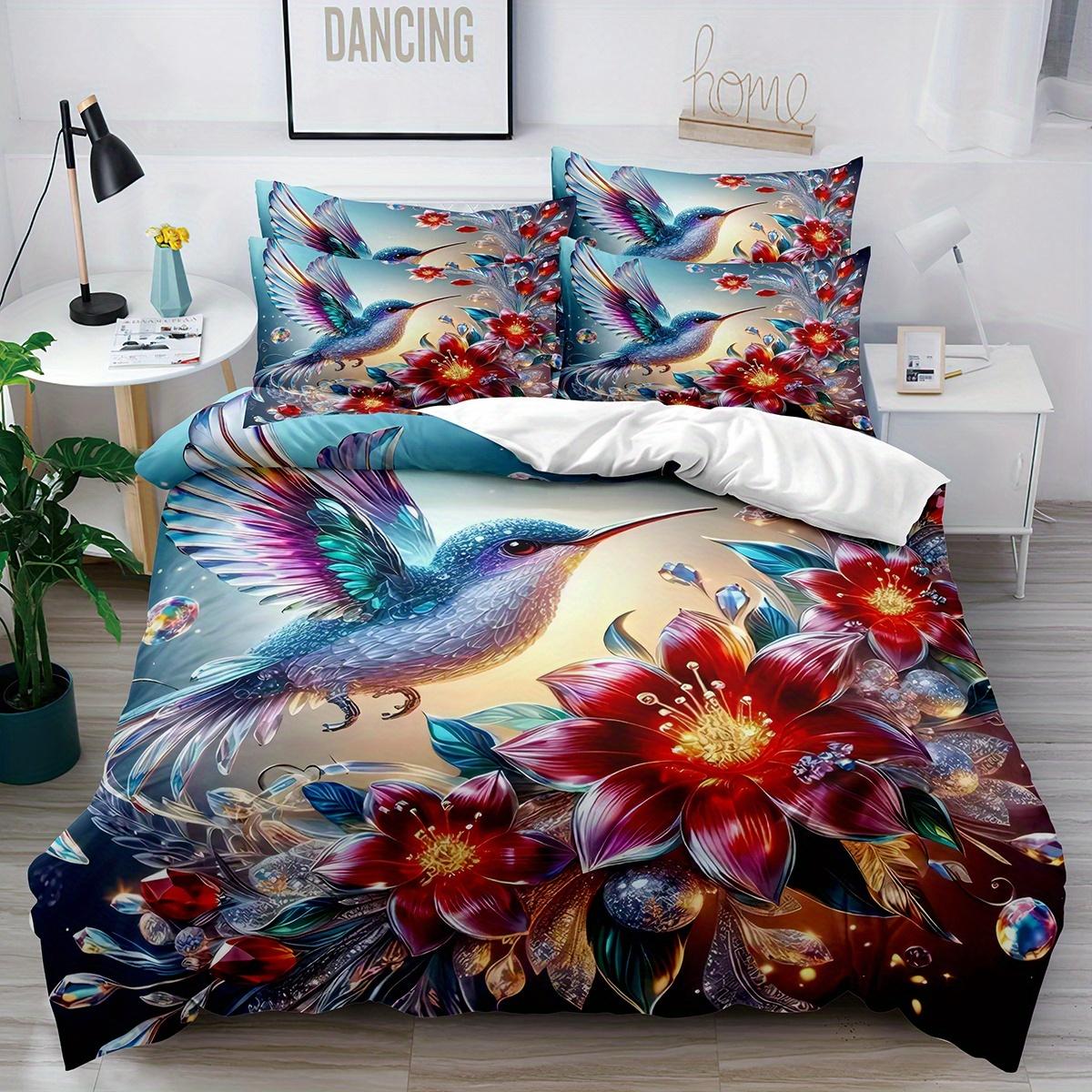 

3Pcs Hummingbird Duvet Cover Set, 1*Duvet Cover, 2*Pillowcases, Without Inserts, Soft And Comfortable Breathable Quilt Cover Set Duvet Cover Set&EU Single(135x200cm)