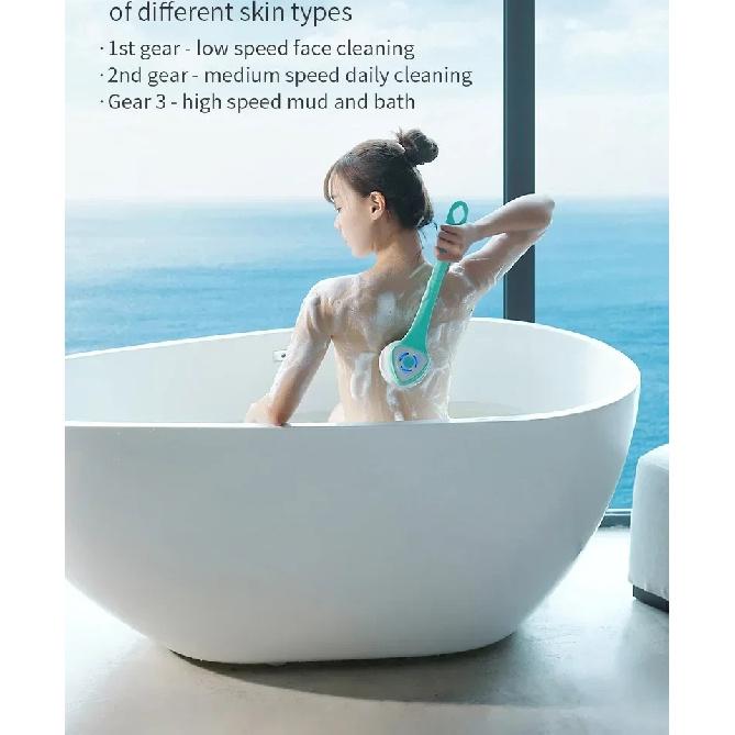 Auto Rotating Electric Waterproof Massage Shower Brush Multi-function Silicone Massage Bath Brush with 5 Large Brush Heads