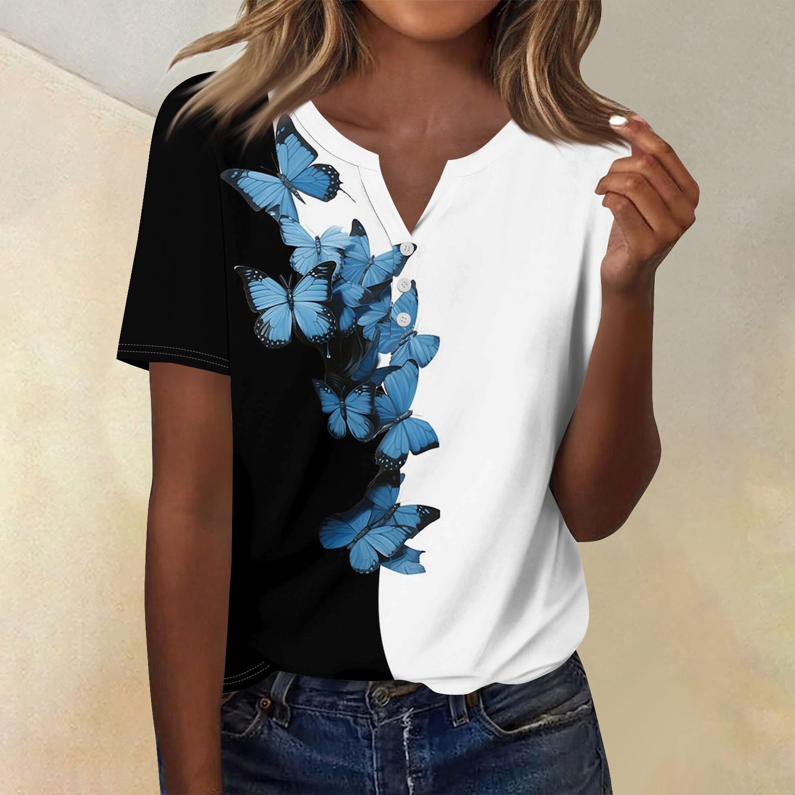 

Жіночий модний повсякденний топ з короткими рукавами з квітковим принтом XL білий