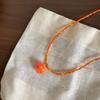 Sweet Various Fruit Pendant Necklace Pendant Rice Beads Beaded Necklace Korean Style Handmade Persimmon Jewelry Gift