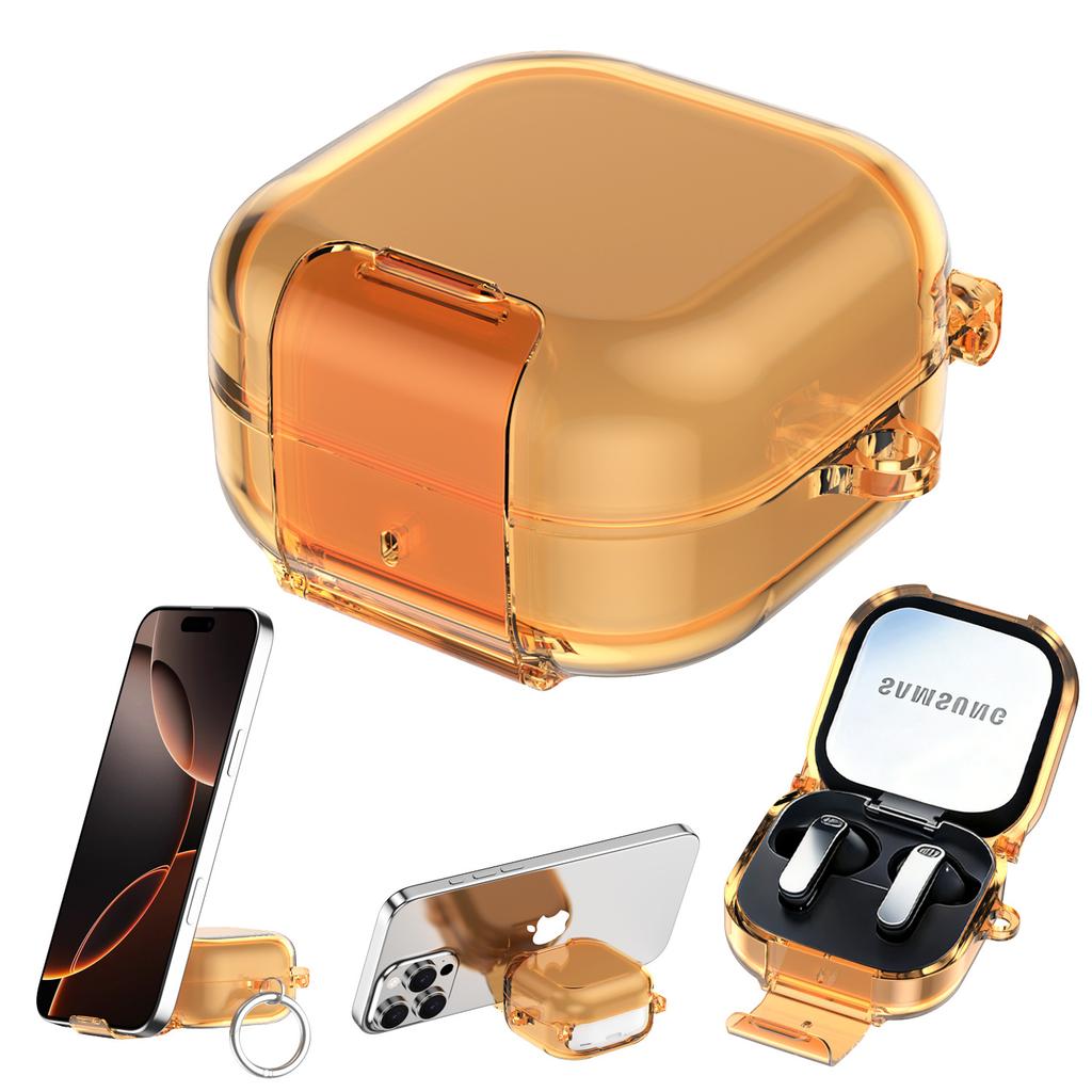 Transparent Candy Security Lock Cover for Samsung Galaxy Buds 4 4 Pro Shockproof Earphone Protective Case with Hidden Bracket