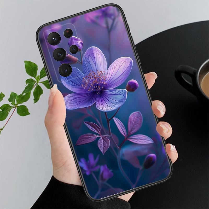 Purple Flower Phone Case For Samsung A35 A55 A54 A15 A25 A05s A05 A22 A24 A52 A33 A34 M34 M14 M54 M23