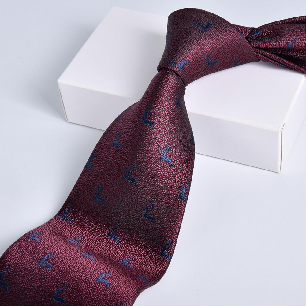 Men's Burgundy Striped Jacquard Formal Business Tie, 8cm Handmade Tie Decoration