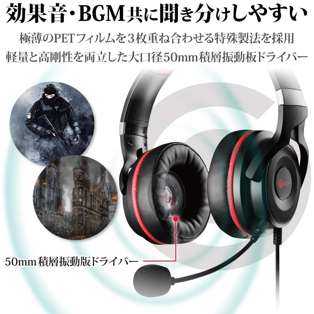 ELECOM Gaming 2m Premium Black Headset, Wired, Over-Ear, Cable, Model, (HS-G60BK)