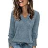 Women's T Shirt Tee Button Long Sleeve Tunic Daily Weekend Fashion Basic V- Neck Regular Top