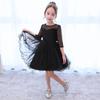 Weileenice Piano Recital Size Formal Soft Embroidered Lace Dress with Sleeves Children's Dress, Black, 110, Girls' Dress, Wedding, Shichi-Go-San,