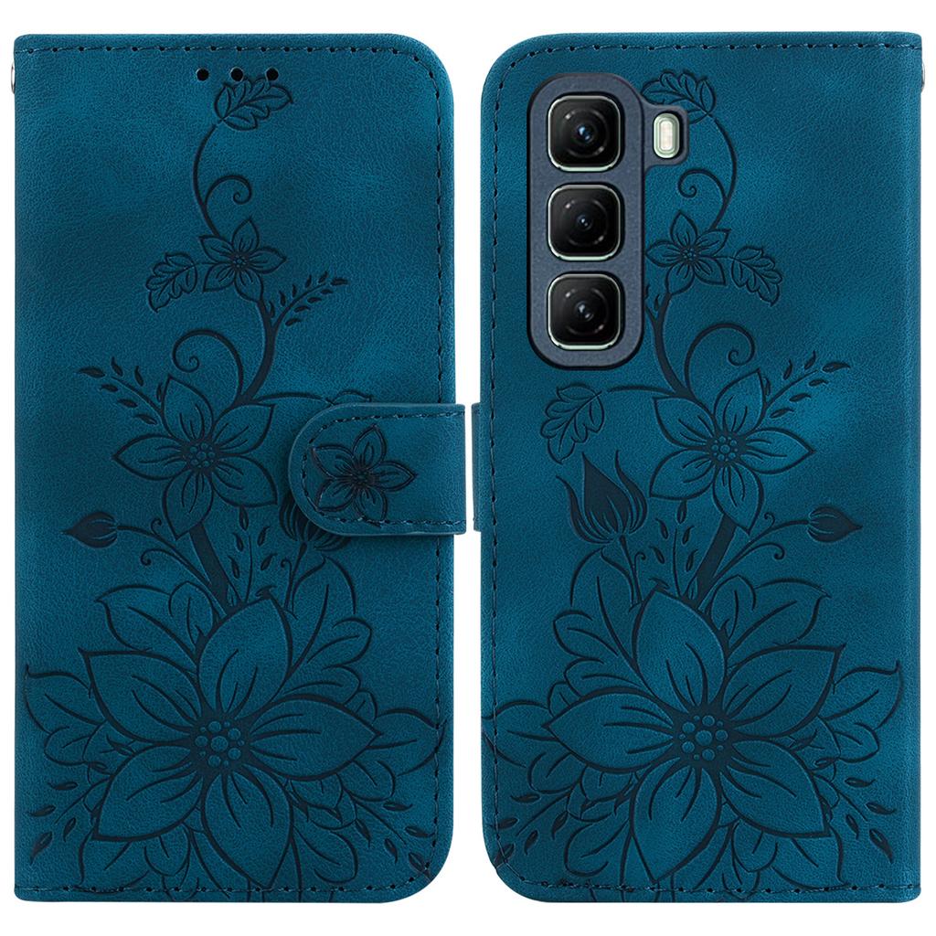 For Infinix Hot 50 5G Case Lily Flower Imprint Leather Phone Cover with Stand