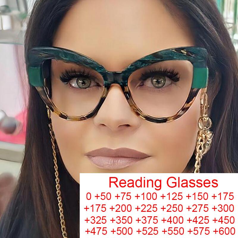 New in Cat Eye Optical Glasses Women Oversized Prescription Glasses Hyperopia Reading Glasses Anti Blue Light Computer Glasses