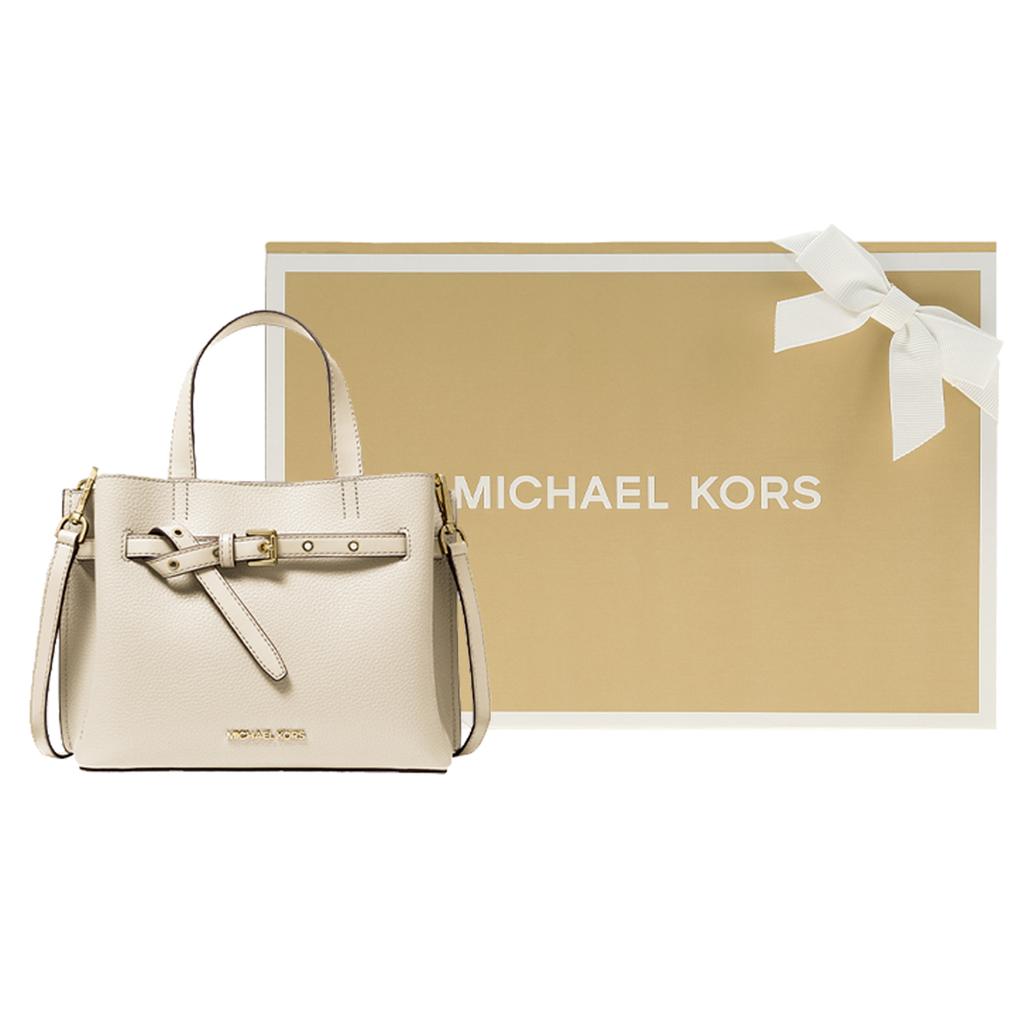 New MICHAEL KORS Emilia Cow Leather Tote Bag, Shopping Bag, Commuter Bag, Crossbody Handbag Trumpets Women's Milk White 35F0GU5S5T-289