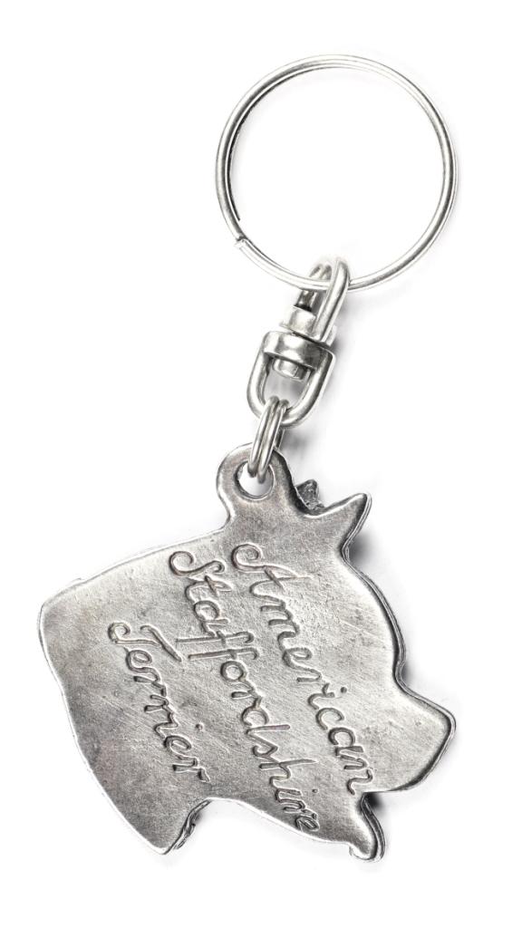 American Staffordshire Terrier – Silver-plated pendant with a dog in a decorative box, handbag decoration – Design 02 | Art-Dog