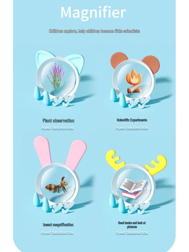 Kinder Cartoon Lupe: High-Definition, Sturzsicher, Handheld-Wissenschaftsspielzeug