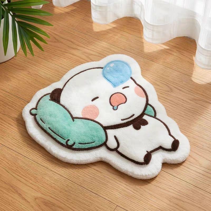 Toon Rug Panda Bubu En Yier Knuffelige Rug Panda Bubu En Dudu Nachtkastje Tapijt Voor De Rustruimte, Woonkamer Vloermat Tapijt Accessoire About 50X60CM