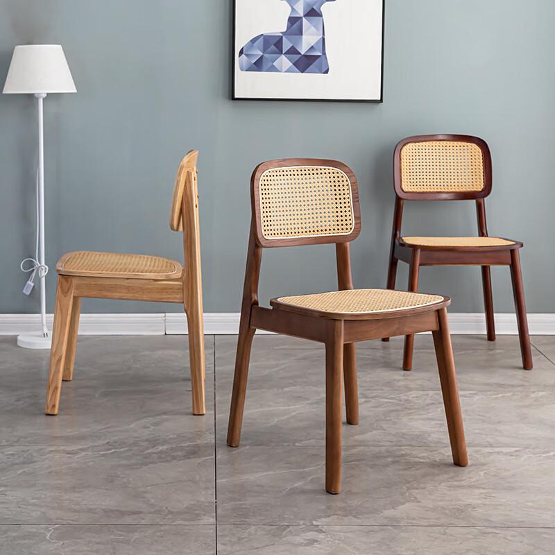 Nordic Solid Wood Rattan Dining Chair