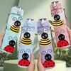 1PC Bee Ladybug Cartoon Pattern 750ml Color Plastic Sports Water Bottle Leakproof Flip Straw Lid Suitable for Sports Office Home Use