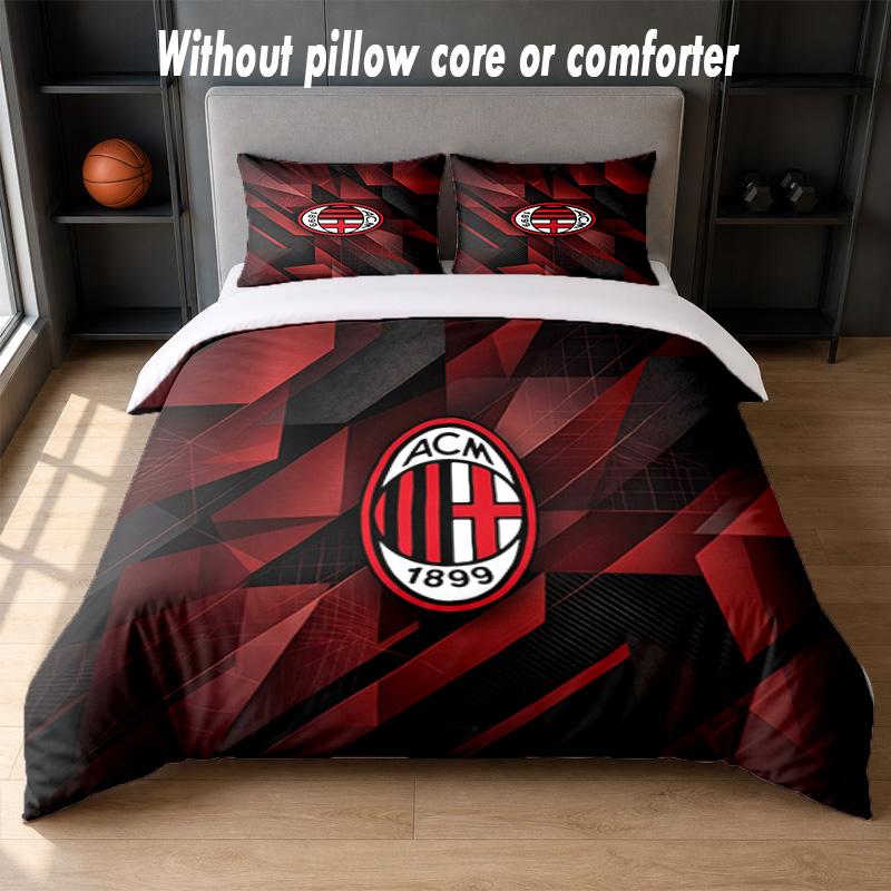 AC Milan Design Bed Bedding Set 1 Duvet Cover + 2 Pillowcases Soft Breathable Household Bed Linens
