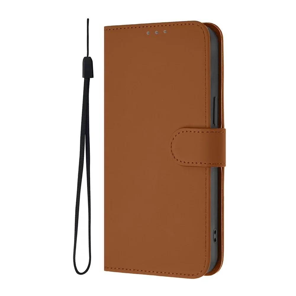 Solid Color Wallet Case for Xiaomi 12S Ultra 12 Lite Redmi Note 12 Pro Plus Turbo Explorer Speed Card Holder Strap Phone Cover