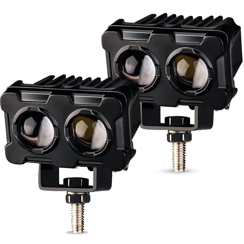 1/2 STÜCK 60W Motorrad LED Linsen Scheinwerfer Doppellinsen Scheinwerfer Motorräder Zusatz Nebelscheinwerfer Zweifarbige Weiß Gelb Licht