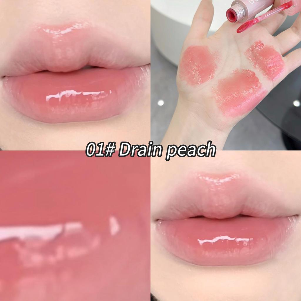 GEGE BEAR Water Mirror Lip Glaze Ice Transparent Long-lasting Lip Gloss Moisturizing Smooth Long-lasting Lip Natural Lipstick