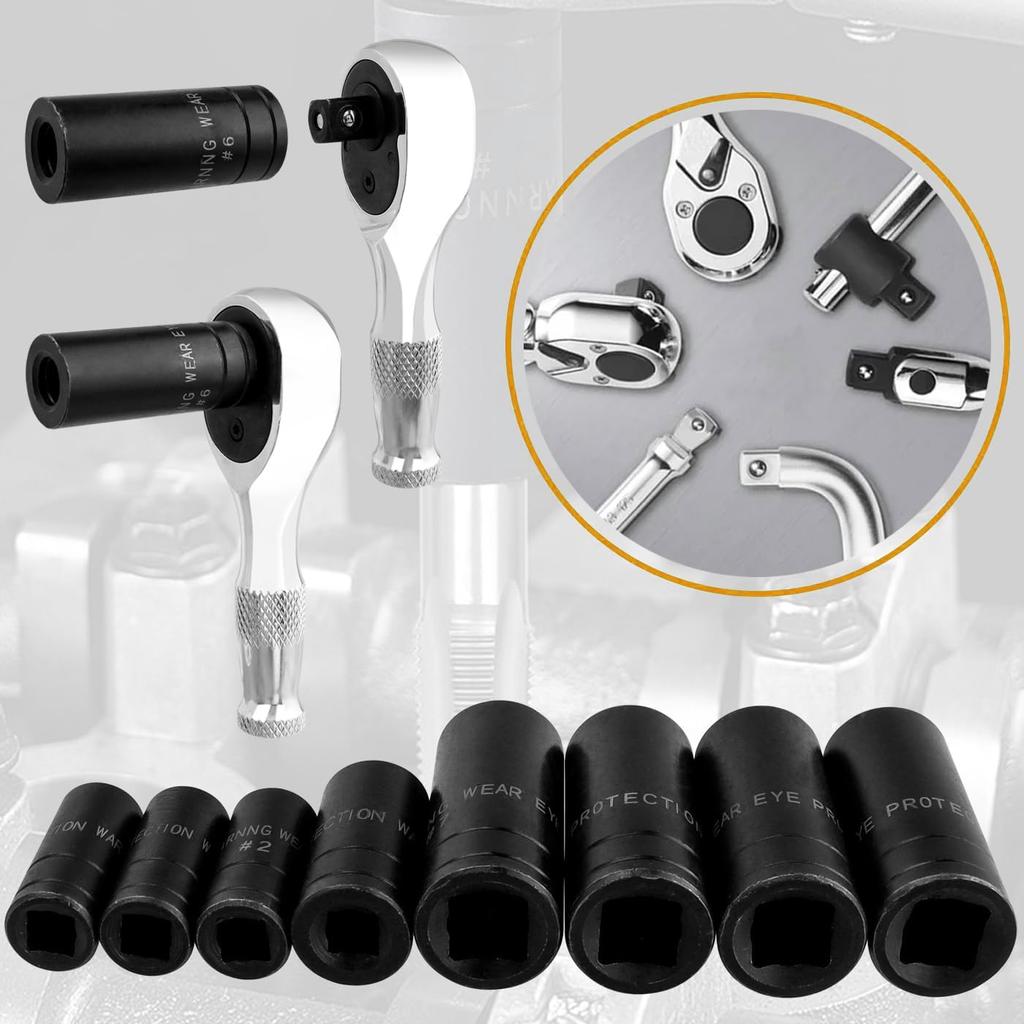 Bestgle 8 Piece Tap Socket Tap Socket Conversion Adapter and Drive External Tap Adapter for Home Impact Wrench Set, Set, 1/4" 3/8" Automotive, Repair,