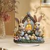 Easter Bunny Ornament Flat Acrylic Ornament Rabbit House Single Desktop Home Office Garden Ornament Yard Decoration Gift