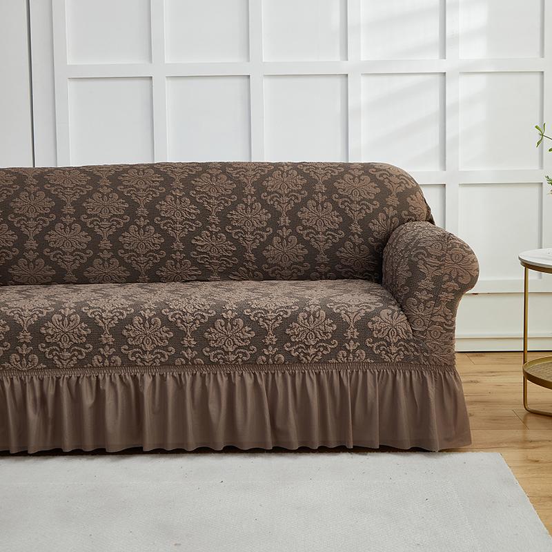 1pc European Style Flower Sofa Slipcover with Skirt Jacquard Non-slip Sofa Covers Furniture Protector for Living Room Home Decor