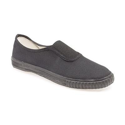 Kids Unisex Junior Gusset Black Canvas Plimsolls