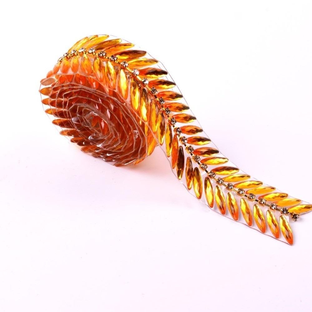 1Yard Rhinestone Ribbon Hot Fix Rhinestone Trim DIY Repair Decoration Trim Beaded Lace Trim Glue on Resin Rhinestone Ribbon