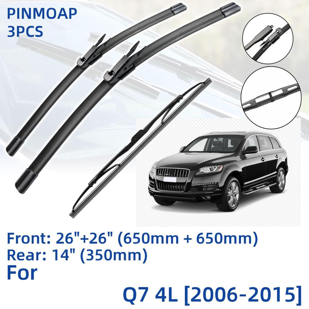 3PCS For Q7 4L 2006-2015 26" 26" 14" Front Rear Wiper Blades Windshield Windscreen Window Cutter Accessories 2009 2010 2011 2012 2013 2014 2015