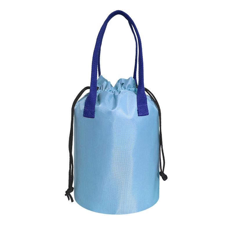 Insulated Lunch Bag with Logo - Round Drawstring Bento Bag for Students and Commuters, Fits Food, Thermos, Ideal Gift.