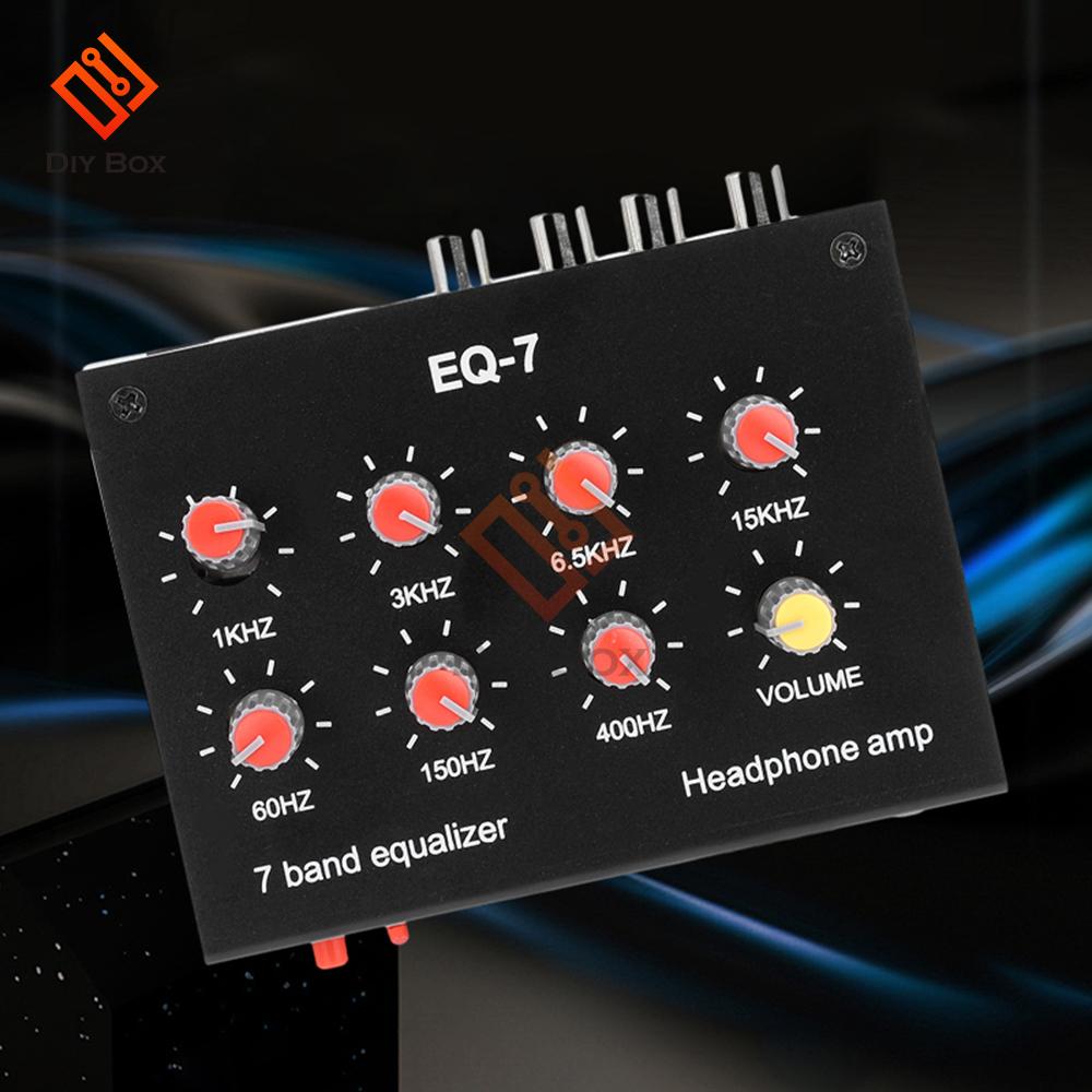 EQ-7 Audio Signal Preamplifier 7 Band Equalizer Adjust High School Bass Sound Phone Computer Headphone Amplifier DC US Plug