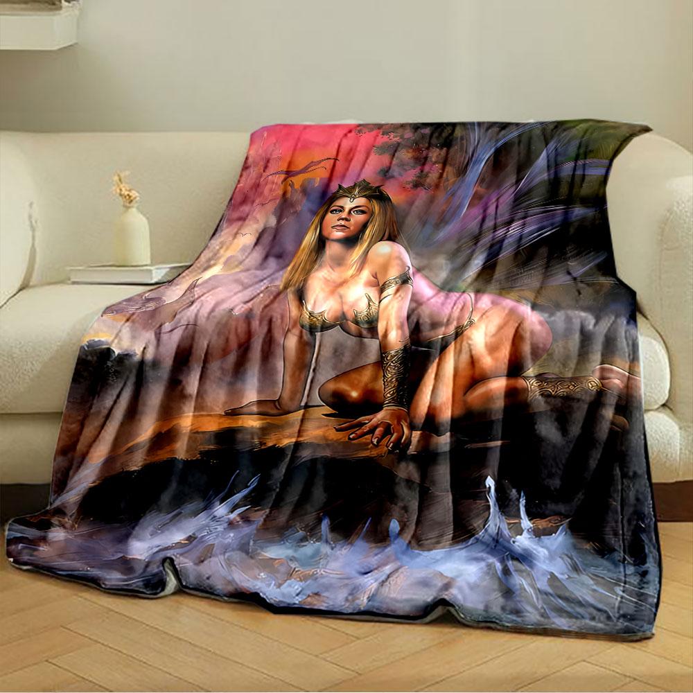 Fantasy Warrior Princess Blanket for all seasons blanket lunch break throw gift