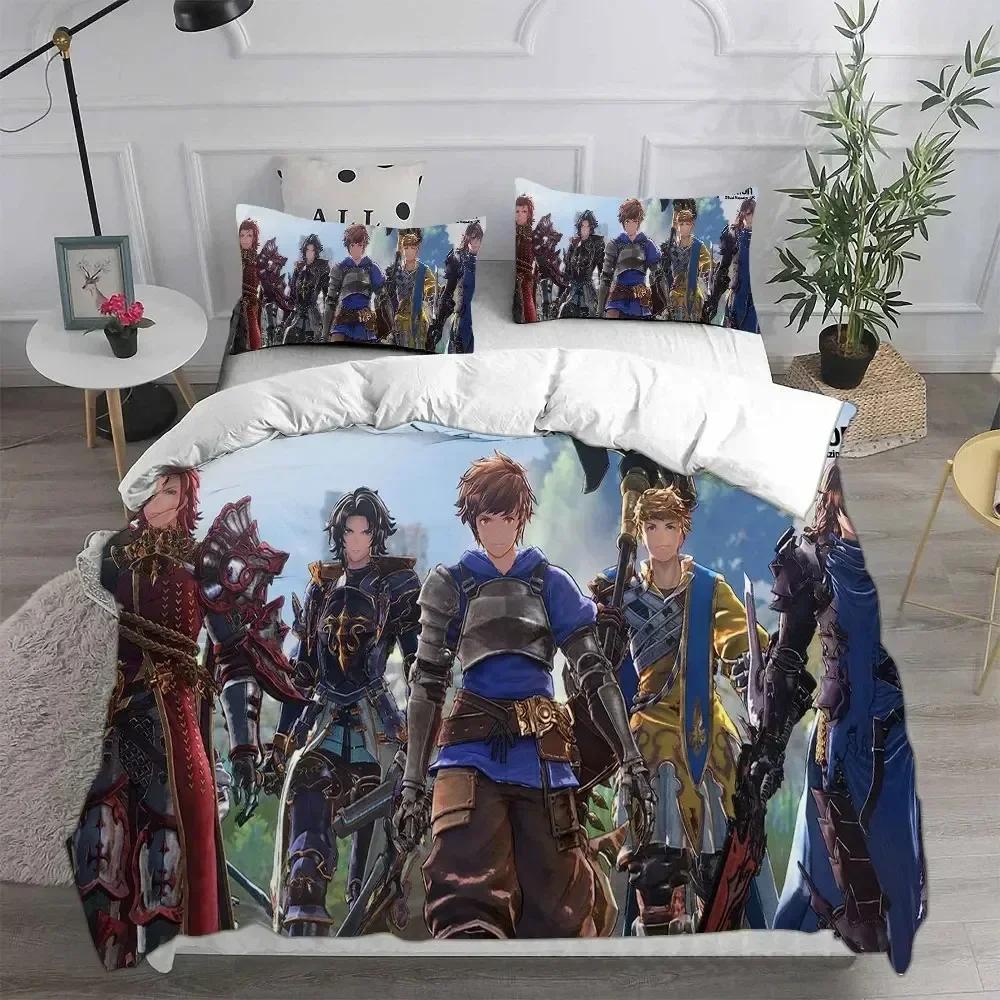 Granblue Fantasy Bedding Set Printed Bed Set With Pillowcase Duvet Cover Soft Queen King Size Bedclothes Home Kids Adult Size