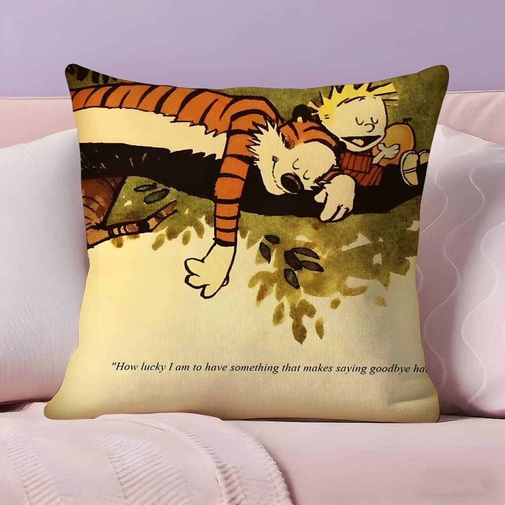 

C-Calvin and H-Hobbes Pillow Case Pillowcase Ultra Soft Skin Friendly Fabric Cloud Like Comfort & Concealed Zipper 12x12Inch