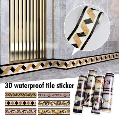 5M PVC Wasserdichte Taillenlinie Imitiert Vergoldete Taillenlinienaufkleber Selbstklebende Sockelleiste Heimdekor Bordüre Wandaufkleber