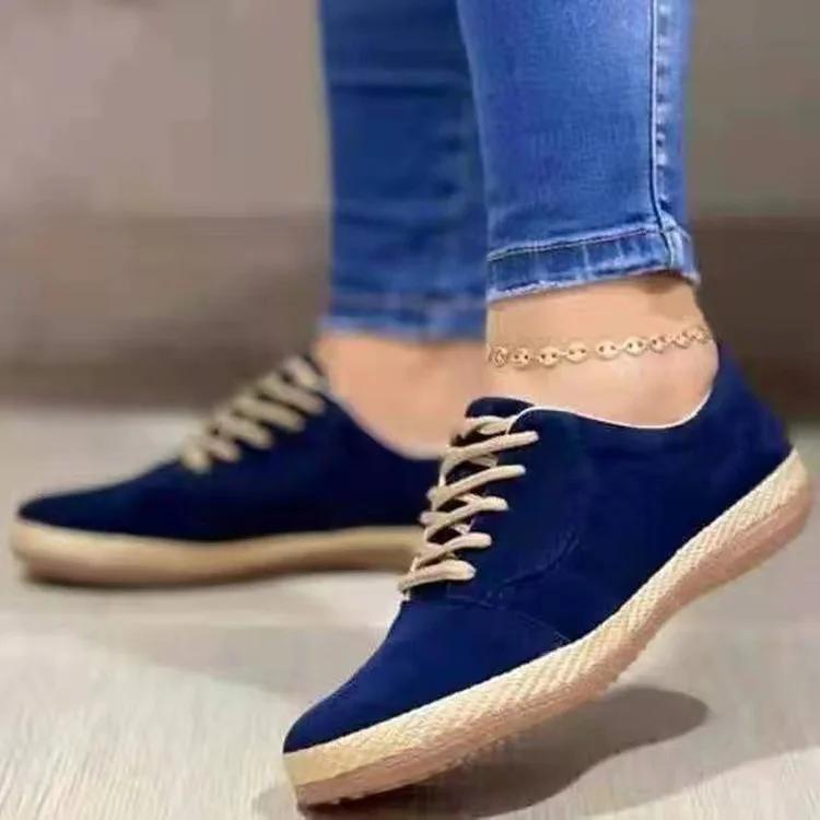 Plus Size Women's Shoes Spring Autumn Round Toe Lace-up Light Casual Women's Shoes Vintage Comfort Flat Women Loafers