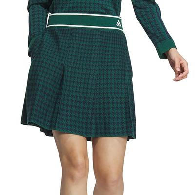 Adidas Golf Houndstooth Pleated Golf College Green Women's Skirt,