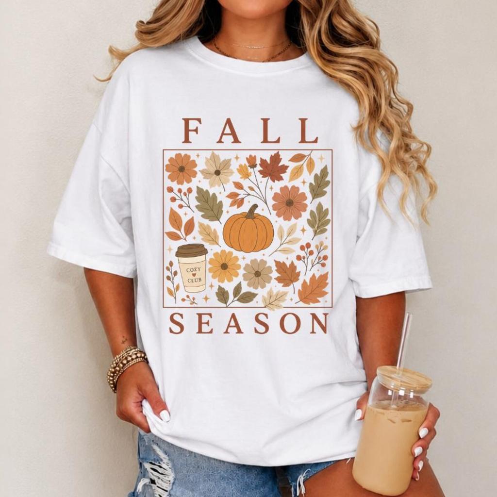 Fall Season Shirt, Cozy Autumn Pumpkin Shirt, Cute Fall Floral Tee, Pumpkin Spice Coffee Shirt, Thanksgiving Shirt, Fall Aesthetic