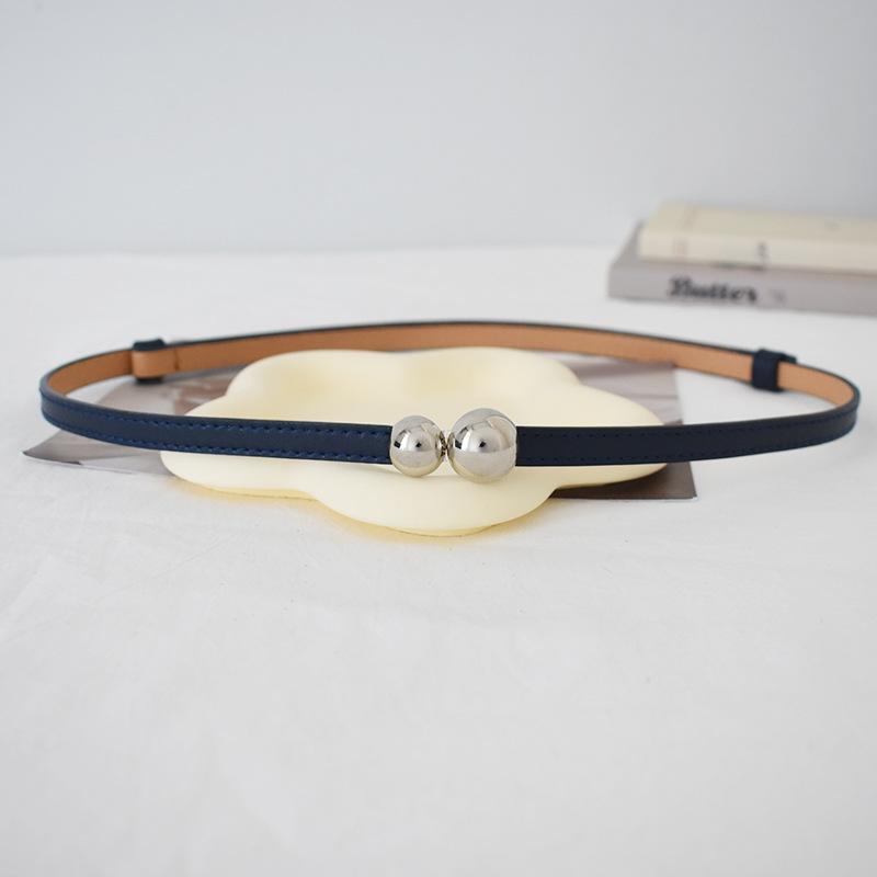 

Leather Elegant Pu Womens Slim Waist Belt For Fashionable Business And Casual Looks темно-синього кольору