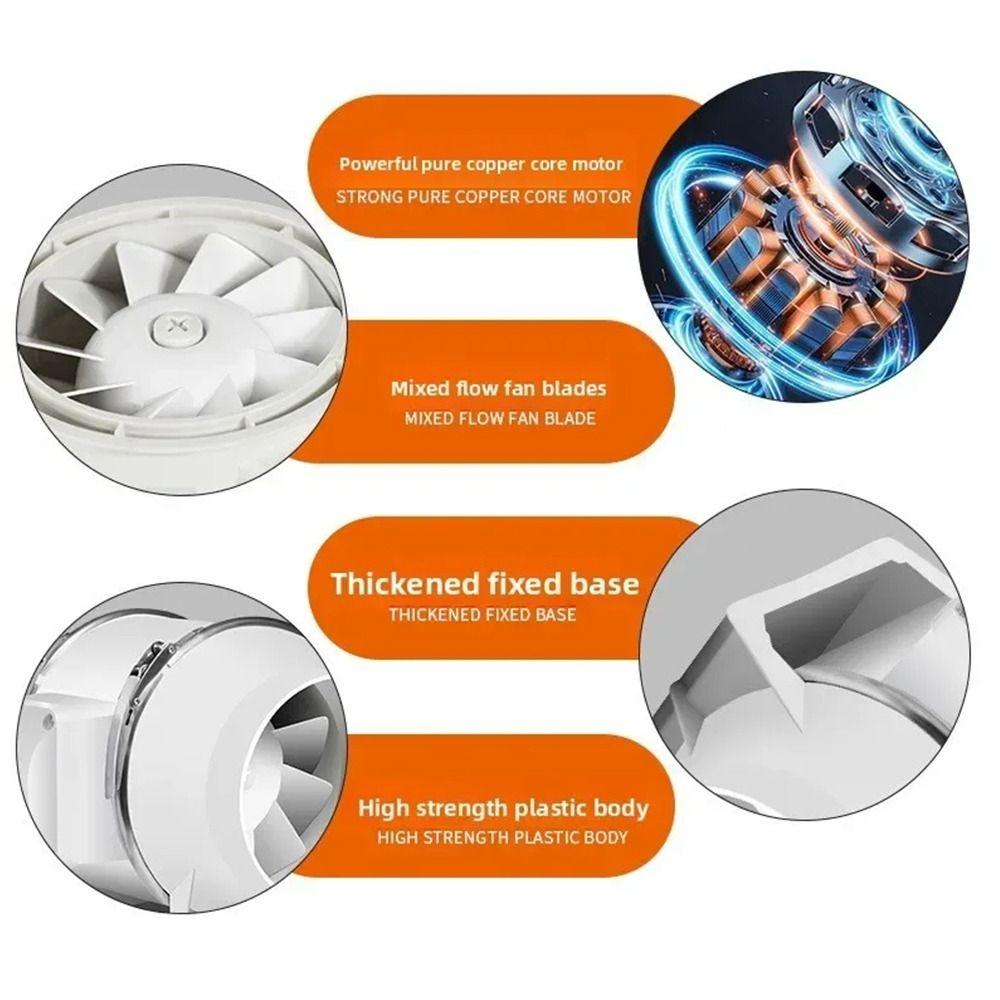 New 1Pcs Durable Silent Industrial Exhaust Fans 4/6inch Round Pipe Duct Fan Air Clean Ventilator Bathroom Kitchen Toilet Wall