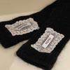 ROLAROLA LACE LABEL ANGORA GLOVES BLACK