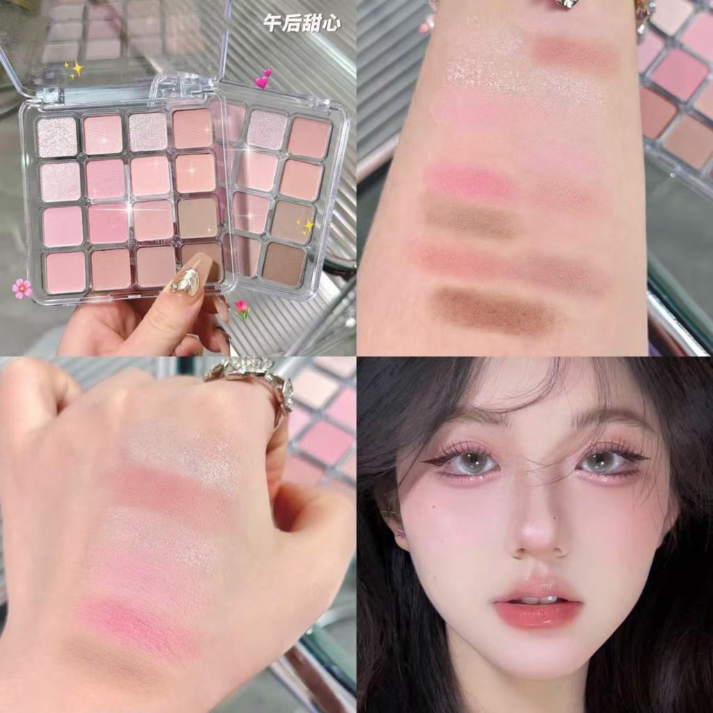 Korean- Natural-Looking 16-Color Eyeshadow , Brown, Melon Shades Pearl, Blush