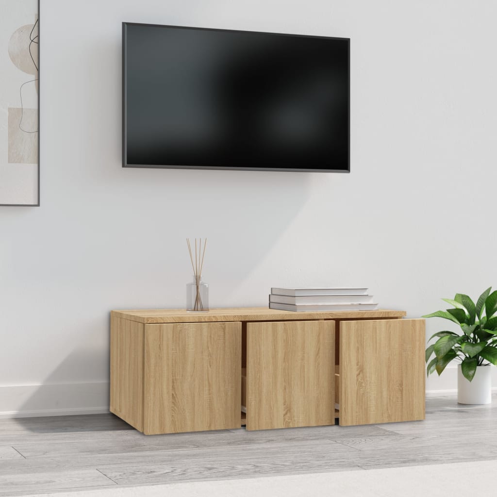 TV Stand in Sonoma Oak Finish 80 x 34 x 30 cm Particleboard