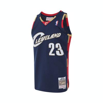 Mitchell & Ness Camiseta Swingman NBA Cleveland Cavaliers Alternativa 2008-09 Lebron James 'Azul Marino Rojo' Hombre SMJYGS18156-CCANAVY08LJA
