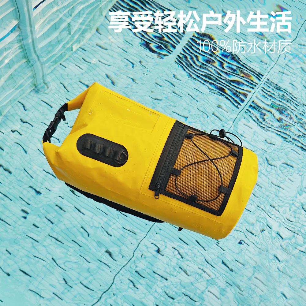 Multifunctional Pvc Waterproof Bucket Bag, Mesh Bag, Strap, Mountaineering Waterproof Backpack, Traceability, Camping Waterproof Bag